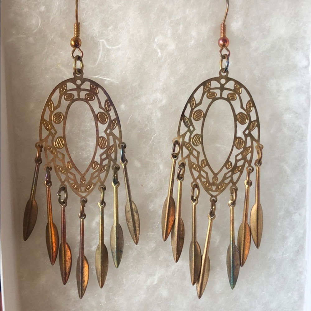 BOHO Dream Catcher Rainbow Metal Earings Feathers